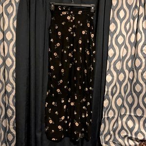 Button front long floral skirt